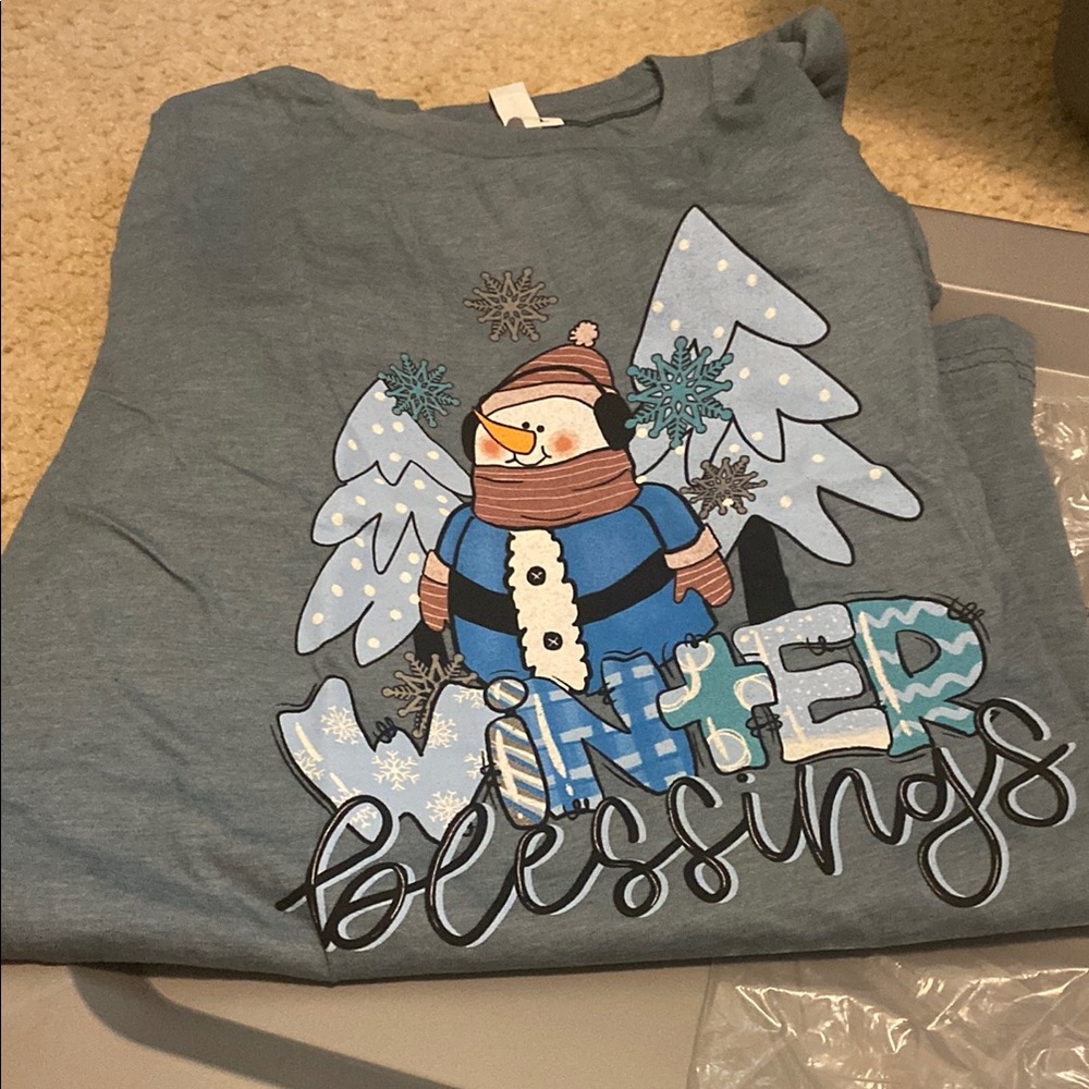 Playful Blue Cartoon Winter Tee